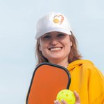 Personalized Pickleball Coral Heart Hat with Embroidered Name Monogram Adjustable Cotton Sport Hat Birthday Gift for Pickleball Lover Player