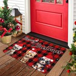 Personalized Meowy Christmas Hat Cap Three Pets Doormat Home Decoration Christmas Gift for Family Pet Lover