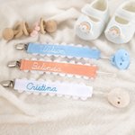 Personalisierte Schnuller Clip Halter Stickerei Band Schnuller Leine Passt die meisten Schnuller Beißring Spielzeug Baby Dusche neugeborenes Geschenk