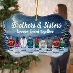 Personalized Brother And Sister Forever Linked Together Irregular Shape Ceramic Ornament with 2-9 Names Christmas Memorial Gift for Family