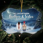 Personalizado El amor entre hermano y hermana es para siempre Forma irregular Adorno de cerámica Regalo de Navidad Regalo conmemorativo para la familia