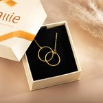 Círculos entrelazados personalizado collar de anillos dobles con nombre grabado Día de San Valentín Aniversario de regalo para las mujeres