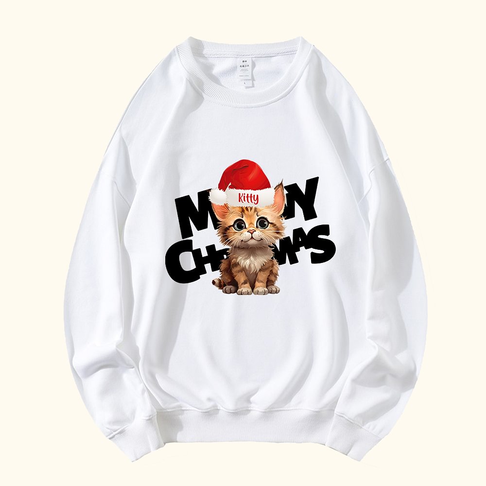 Sweatshirt unisexe personnalisé Lovely Dog Cat Portrait Christmas Cadeau de Noël pour la famille, les enfants et les amoureux des animaux de compagnie