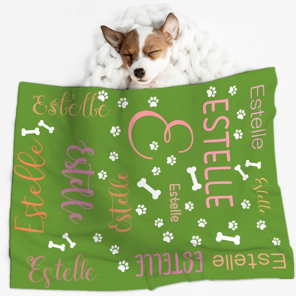 Couverture chaude et douce pour chien et chiot avec nom Cadeau de Noël pour les amoureux des animaux de compagnie