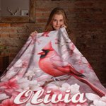Manta con nombre personalizada de forro polar con estampado de cardenales Regalo para el recuerdo