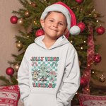 Personalised Colourful Cute Hoodie with Santa Claus Retro Christmas Design for Adult or Kid Christmas Gift