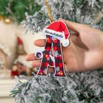 Personalisierte Name Letter Plaid hölzernen Weihnachtsschmuck Baum hängen Geschenk Tag Home Dekoration für Freunde Familie