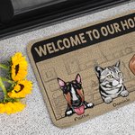 Personalized Welcome To Our Home Pet Door Mat Home Decoration Birthday Gift for Pet Lover
