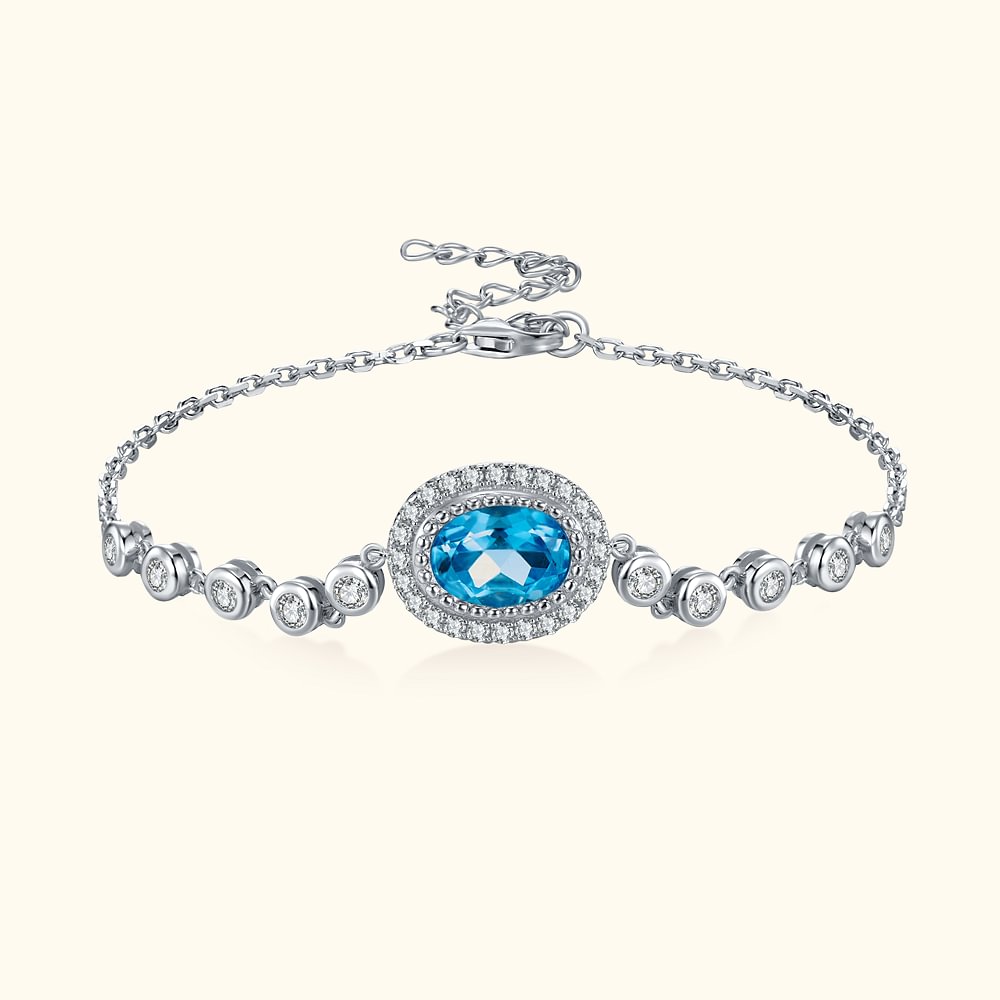 Bracelet Réglable Personnalisé avec Pierre de Naissance Bracelet de Style Vintage Cadeau Anniversaire Fête pour Femme