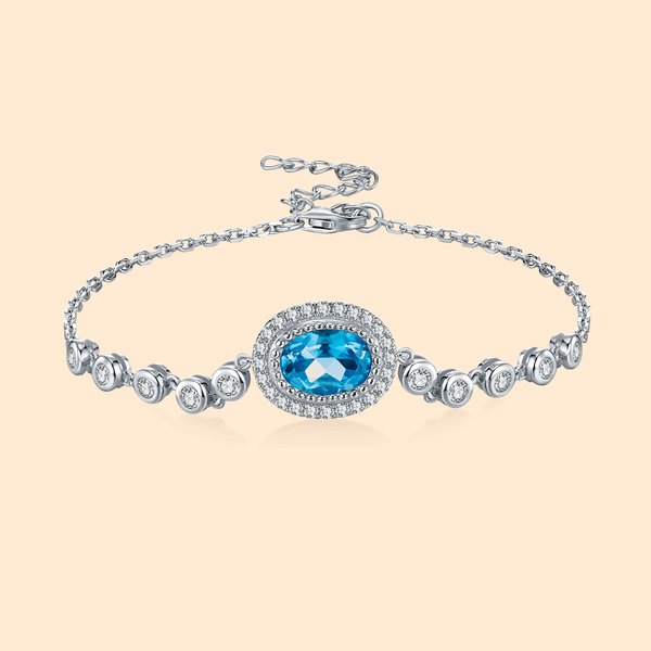 Bracelet Réglable Personnalisé avec Pierre de Naissance Bracelet de Style Vintage Cadeau Anniversaire Fête pour Femme