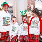 Personalised Colourful Cute Hoodie with Santa Claus Retro Christmas Design for Adult or Kid Christmas Gift