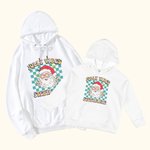 Personalised Colourful Cute Hoodie with Santa Claus Retro Christmas Design for Adult or Kid Christmas Gift