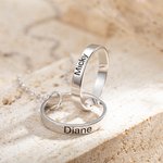 Círculos entrelazados personalizado collar de anillos dobles con nombre grabado Día de San Valentín Aniversario de regalo para las mujeres