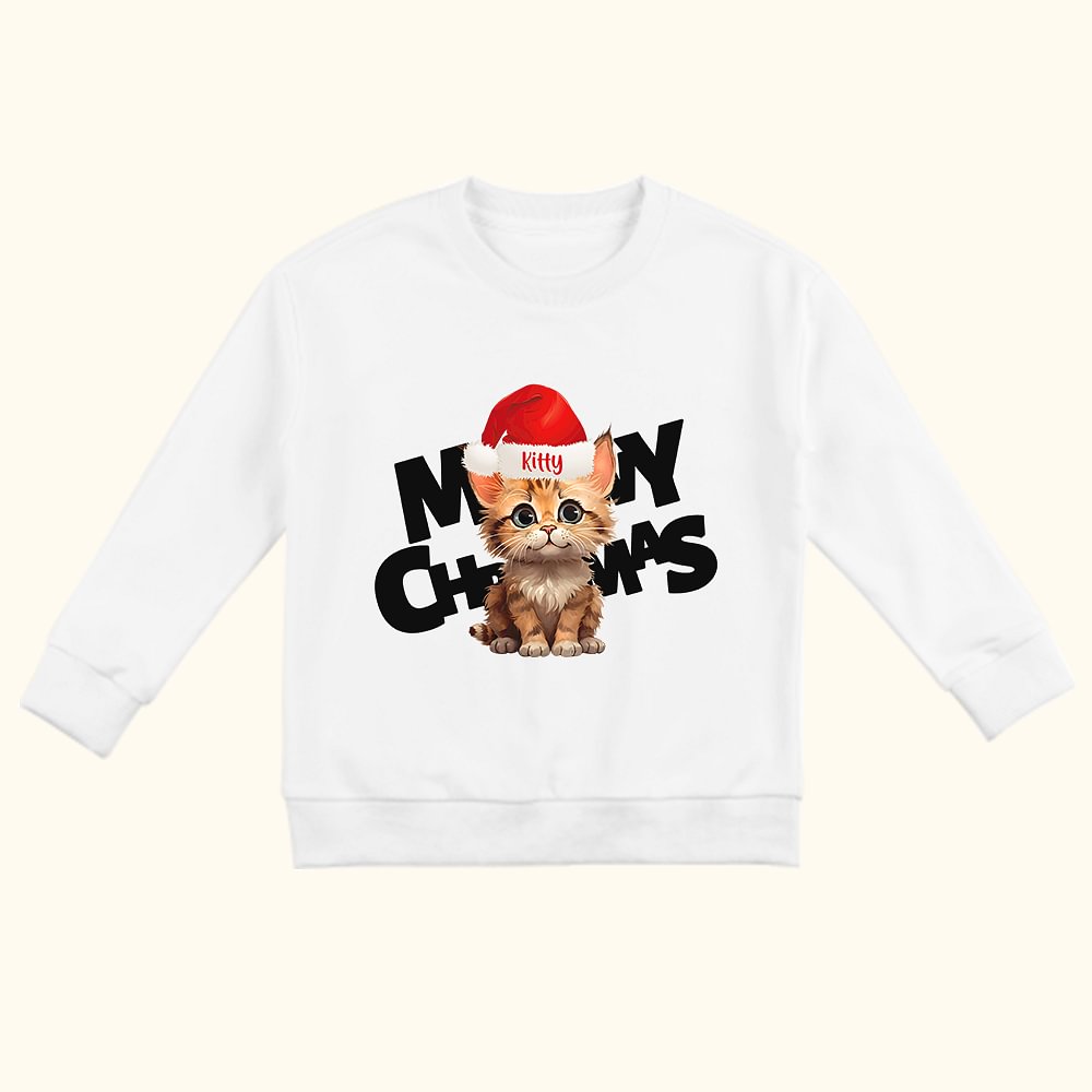 Sweatshirt unisexe personnalisé Lovely Pet Portrait Christmas Cadeau de Noël pour la famille, les enfants, les chats et les chiens