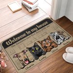 Personalized Welcome To Our House Door Mat Home Decoration Birthday Christmas Gift for Pet Owner