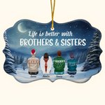 Personalised Life Is Better With Brother And Sister Irregular Shape Ceramic Ornament Christmas Gift Memorial Gift for Family