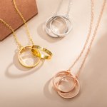 Círculos entrelazados personalizado collar de anillos dobles con nombre grabado Día de San Valentín Aniversario de regalo para las mujeres