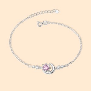 Personalisierte Mond Sonne Stern Armband Birthstone Armband mit verstellbarer Kette Muttertag Weihnachten Schmuck Geschenk für Frauen Mädchen