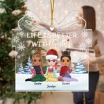 Personalizado La vida es mejor con las hermanas Forma de regalo Ornamento de acrílico Navidad Cumpleaños Regalos para amigos