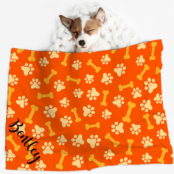 Muti-color Cute Paw & Bone Pet Name Blanket