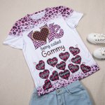 Personalisierte Liebe genannt werden Oma Leopard Plaid Herz Design T-Shirt mit 1-12 Kinder Namen Muttertag Geschenk für Oma Mama