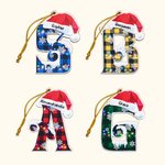 Personalisierte Name Letter Plaid hölzernen Weihnachtsschmuck Baum hängen Geschenk Tag Home Dekoration für Freunde Familie