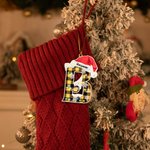 Personalisierte Name Letter Plaid hölzernen Weihnachtsschmuck Baum hängen Geschenk Tag Home Dekoration für Freunde Familie