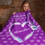 Couverture en Flanelle Personnalisée avec 1-13 Noms Empreintes de Mains Cadeau Familial Anniversaire Fête des Mères