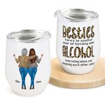 Gepersonaliseerde Besties Alcohol Tolerating Bonding Over Keeping Each Other Sane 12oz Wine Tumbler Kerstverjaardagscadeau voor vrienden Besties