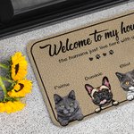 Personalized Welcome To My House The Humans Just Live Here With Us Door Mat 1-6 Pets Home Decoration Housewarming Birthday Gift for Pet Owners