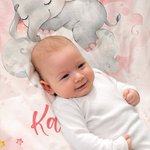 Personalized Sweet Dreams Baby Elephant Blanket with Name Home Decoration Christmas Gift  Birthday Gift for kid
