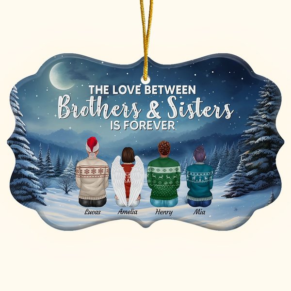Personalizzato L'amore tra fratello e sorella è per sempre Forma irregolare Ornamento in ceramica Regalo di Natale Regalo commemorativo per la famiglia