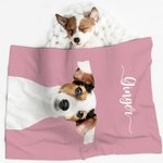 Couverture Douce Personnalisée avec Nom et Photo d'Animal de Compagnie Cadeau Anniversaire Noël pour Chien et Chat