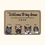 Personalized Welcome To My House The Humans Just Live Here With Us Door Mat 1-6 Pets Home Decoration Housewarming Birthday Gift for Pet Owners