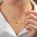 Círculos entrelazados personalizado collar de anillos dobles con nombre grabado Día de San Valentín Aniversario de regalo para las mujeres