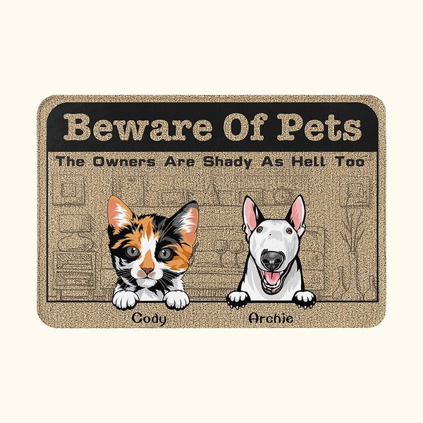 Personalizzato Beware of Pets The Owners Are Shady Door Mat Decorazione per la casa Regalo di Natale di compleanno per i proprietari di animali domestici