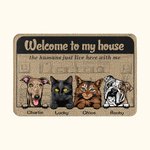 Personalized Welcome To Our House Door Mat Home Decoration Birthday Christmas Gift for Pet Owner