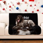 Couverture Douce Personnalisée avec Nom et Photo d'Animal de Compagnie Cadeau Anniversaire Noël pour Chien et Chat
