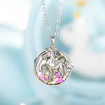 Personalisierte Pailletten Fantasy Einhorn Medaillon Halskette mit Foto Runde Box Anhänger Schmuck Geschenk für Freunde Schwestern