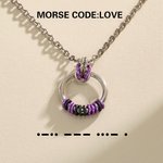 Personalizado Código Morse Mensaje Oculto Anodizado Círculo Collar Collares Joyería Collar sumiso Cumpleaños Aniversario Regalo para las mujeres