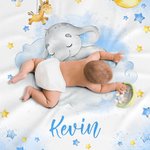 Personalized Sweet Dreams Baby Elephant Blanket with Name Home Decoration Christmas Gift  Birthday Gift for kid