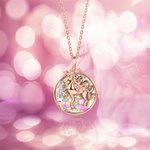Personalisierte Pailletten Fantasy Einhorn Medaillon Halskette mit Foto Runde Box Anhänger Schmuck Geschenk für Freunde Schwestern