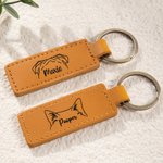 Porte-clés en Cuir PU Personnalisé avec Nom et Oreilles de Chien ou Chat Gravés Cadeau d'Anniversaire Noël pour Amoureux des Animaux de Compagnie