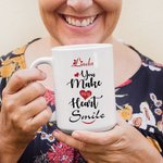 Personalized You Make My Heart Smile Ceramic Mug with Name and Text 11oz/15oz Coffee Cup Anniversary Christmas Gift for Friend Couple