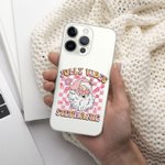 Gepersonaliseerde Retro Jolly Vibes Kerstman telefoon geval voor iPhone met naam Kerst verjaardagscadeau voor familie vriend