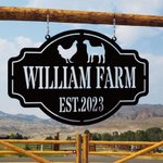 Personalised Chicken and Goat Farm Metal Sign with Name Wall Art Decor Christmas Birthday Housewarming Gift for Family Farm Owner