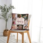 Personalized Multicolour 8 Kid Photos Collage Throw Pillow Cover with Text Home Decor Housewarming Birthday Gift for Family