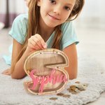 Gepersonaliseerde Houten Brief Spaarvarken Grote Geld Spaarvarken met Transparant Venster en Naam Kamer Decoratie Kerst Verjaardag Educatief Cadeau voor Kind