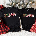 T-shirt et Sweatshirt de Famille Personnalisés avec Noms Vêtements Assortis Cadeau de Noël pour Maman Papa Enfants