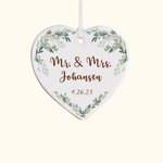 Personalizado Laureles de Amor Colgante de Cerámica en forma de Corazón Adorno de Boda Decoración de Boda Regalo de Navidad para Recién Casados Pareja